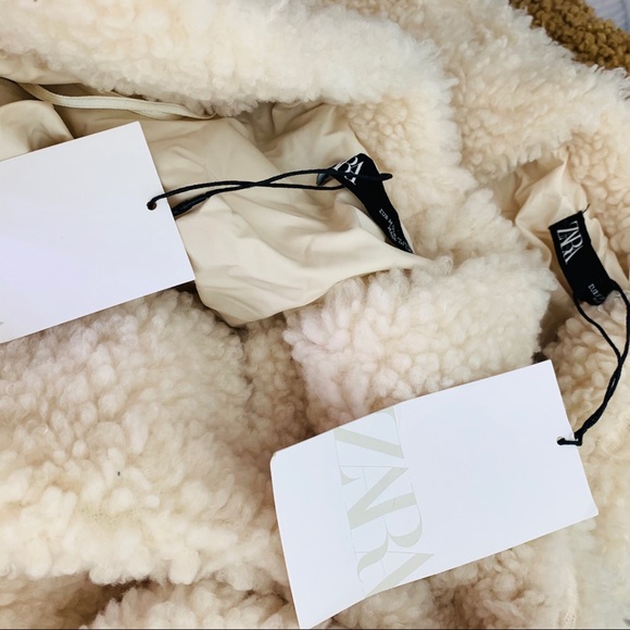 ZARA Cream faux shearling fur teddy bear jacket - Picture 7 of 9